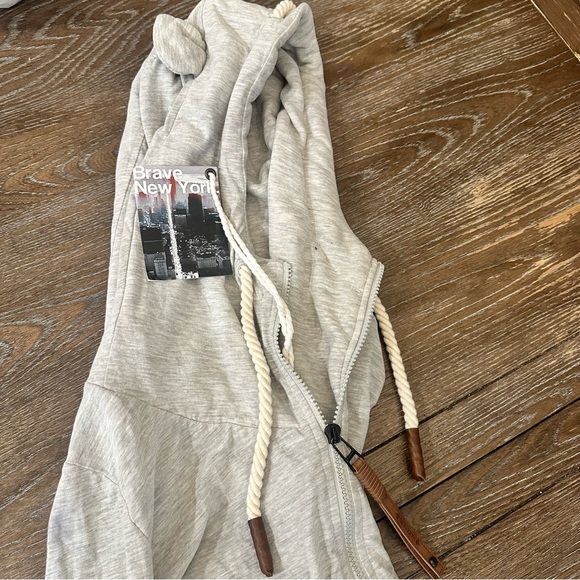 Naketano Light Gray Hooded Romper with Rope Drawstring - Picture 3 of 13